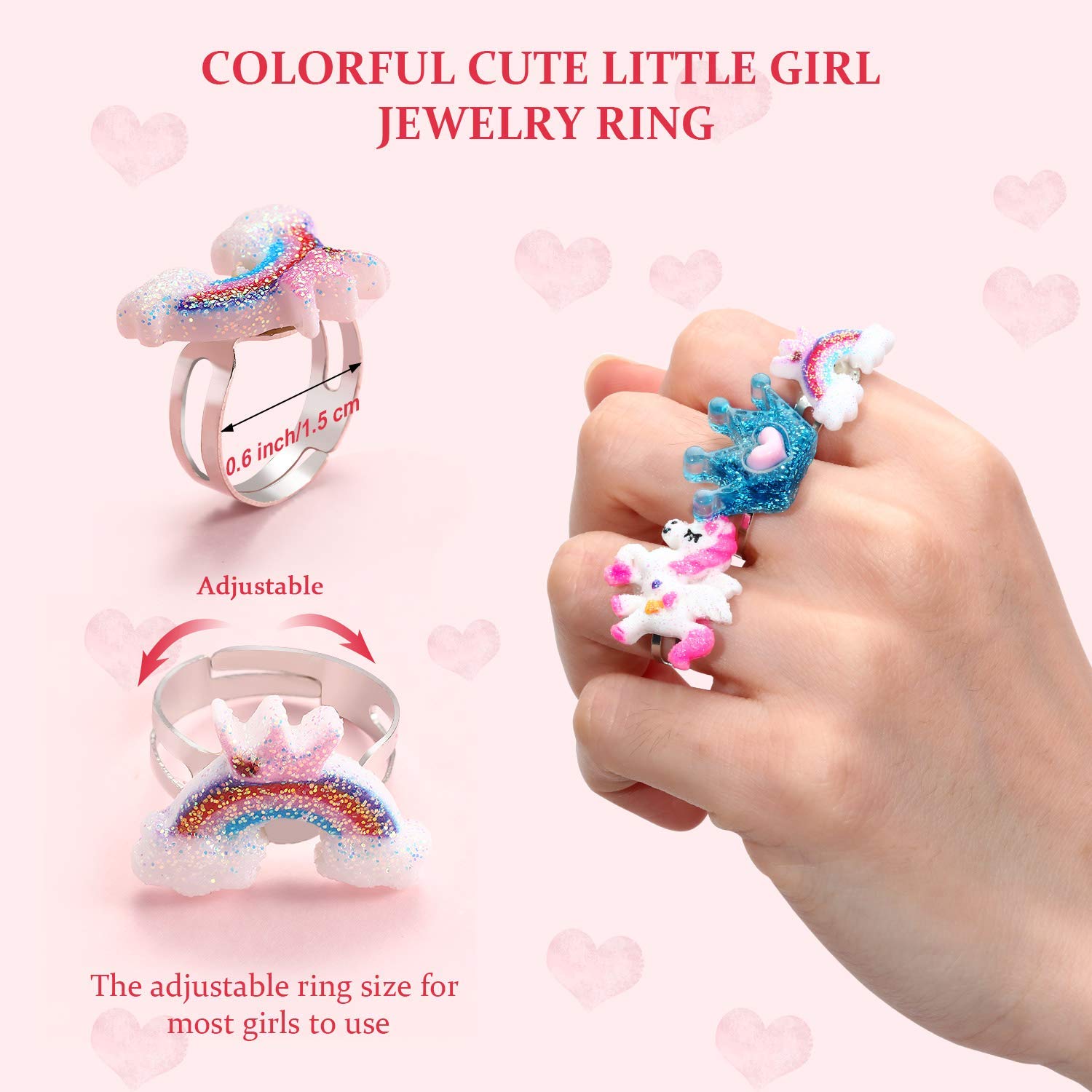 PATPAT Resin Unicorn Bracelet Ring Set, Multicolor, 14 Years Old, 12 Piece PATPAT Resin Unicorn Bracelet Ring Set, Multicolor, 14 Years Old, 12 Piece